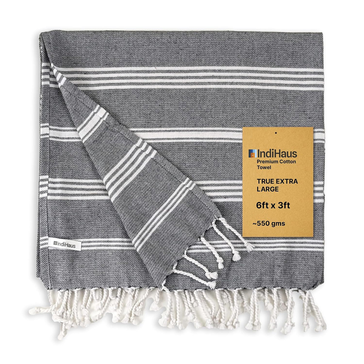Indihaus Premium Extra Large Cotton Towel 330 Gsm | Soft, Absorbent & Comfortable Quick Dry Bath Towels Large Size (6Ft X 3Ft) (Slate Grey)