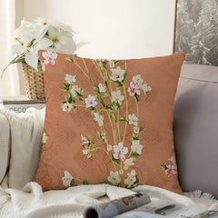 Microfiber Square Pillow Cushion For Sofa & Bed, Brown Color - 24 X 24 Inch | Printed - Flower, Soft, Comfortable Pillow, Back, Neck Support | Breathable, Removable Cover - Set Of 1