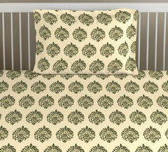 Cotton Printed Single Flat Bedsheet With 1 Pillow Cover - 60 X 100 Inches, Forest Green & White | Breathable & Skin Friendly Bedsheet | Ideal For Year Round Use