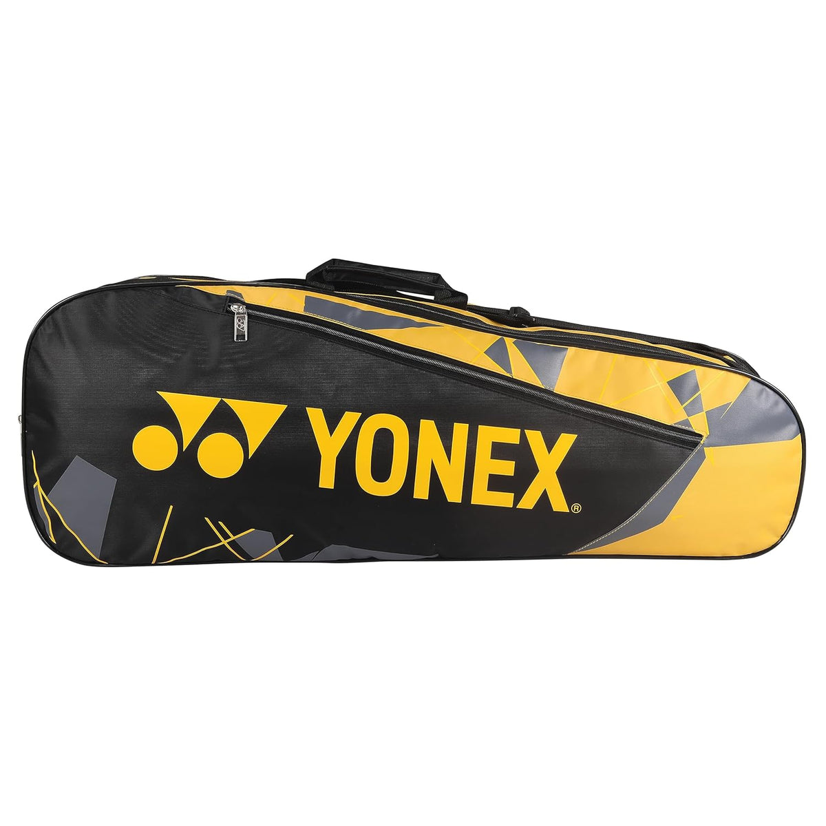 Yonex Badminton Kitbag BT5, 2 Zipper Compartment For Storage Of 3 Rackets & Clothes | Material - Nylon, Colour - Black / Yellow