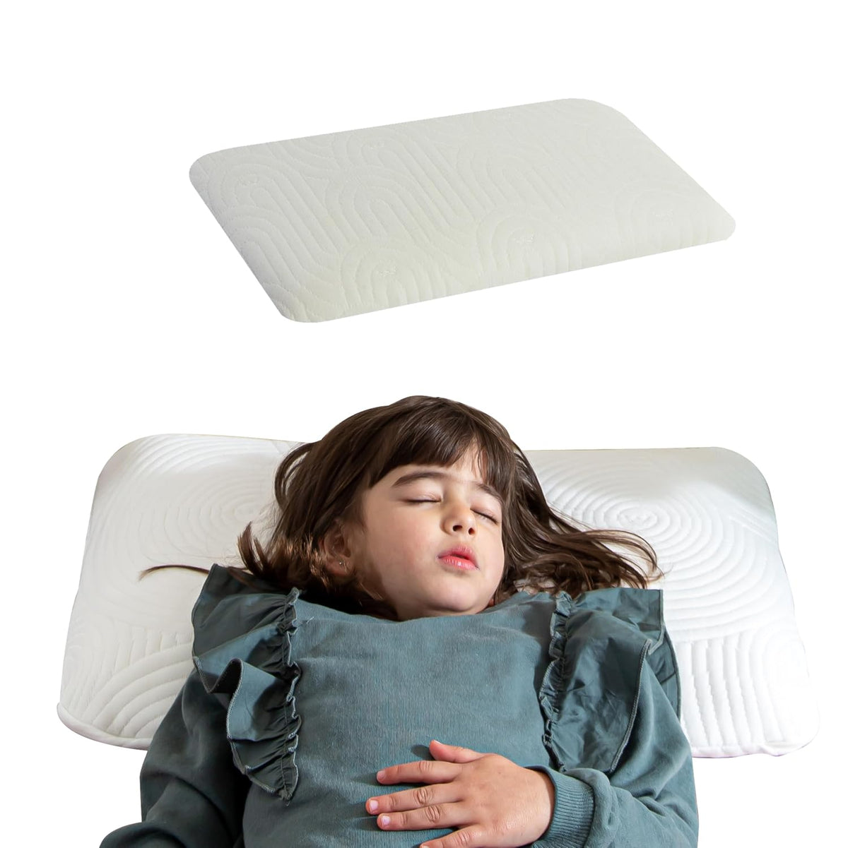 Soft Memory Foam Thin Pillow For Kids, Slim Small Pillow For Babies, White | Baby Pillow For 1 To 5 Years - Kids Pillow For Sleeping | Toddler Bed Pillow For Boys & Girls, Pillow Cover