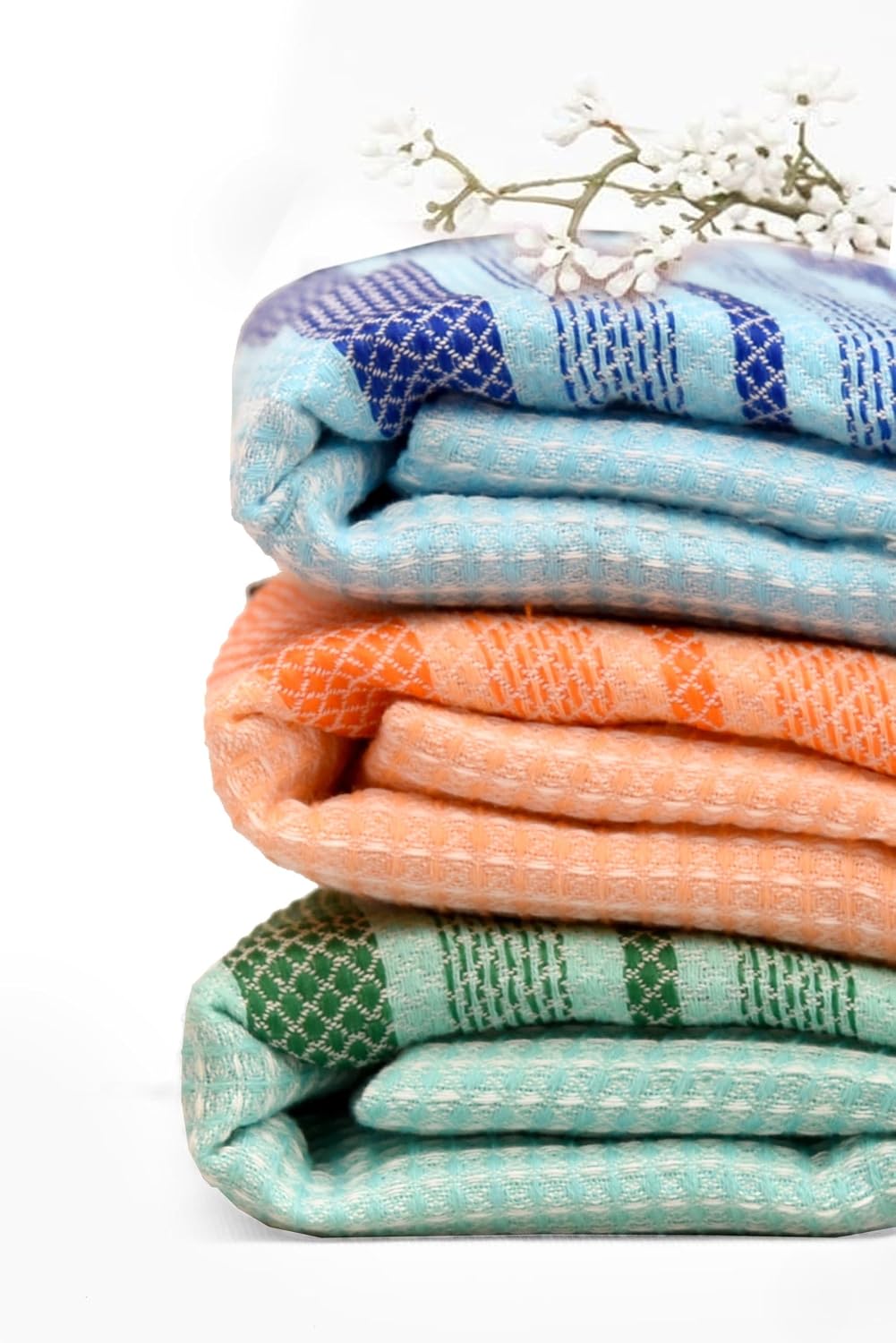 Plushcraft 100% Cotton Large Size Bath Towel 150 Gsm | Ultra Soft, Absorbent, Light Weight & Quick Dry Towel For Bath, Travel, Gym, Beach | Pink, Lavender, Peach (Set Of 3)