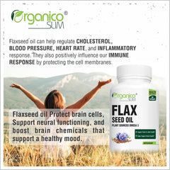 Organico Slim Flax Seed With Essential Fatty Acid Omega 3 6 9 For General Health, Helps Support Bone & Joint Health | 60 Capsules 100gm 0.2lbs