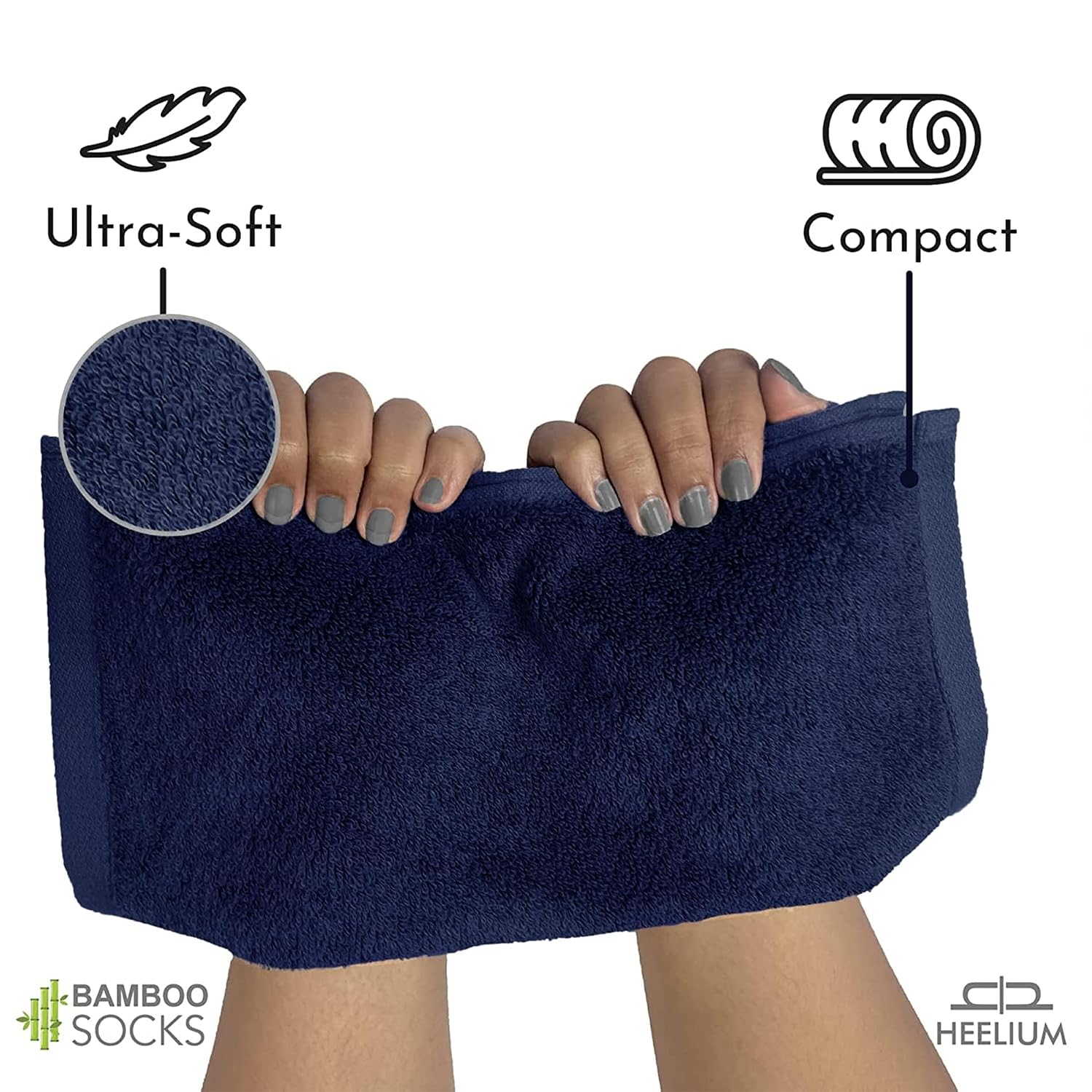 Heelium Bamboo Face Towel 600 Gsm | Ultra Absorbent & Odour-Free 3x Softer Than Cotton Towels | Pack Of 3 (Blue)