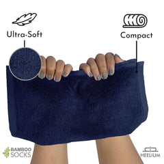 Heelium Bamboo Face Towel 600 Gsm | Ultra Absorbent & Odour-Free 3x Softer Than Cotton Towels | Pack Of 3 (Blue)