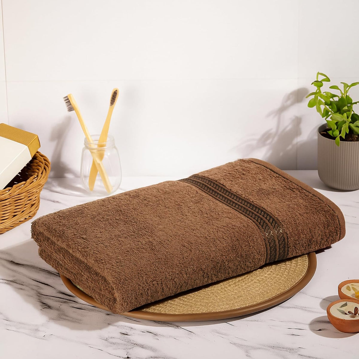 Comforic 100% Cotton Bath Towels Large Size 500 Gsm | Quick Dry, Super Soft & Absorbent Gym Towel, Travel Towel (Espresso)