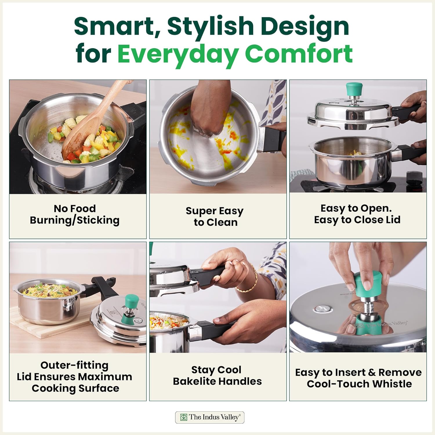 Triply Stainless Steel Pressure Cooker Outer Lid Combo + Free Wooden Chopping Board - 2 Ltr + 3 Ltr | Induction Friendly, ISI-Certified, Nonstick 3-Layer Body, 100% Pure & Toxin-Free