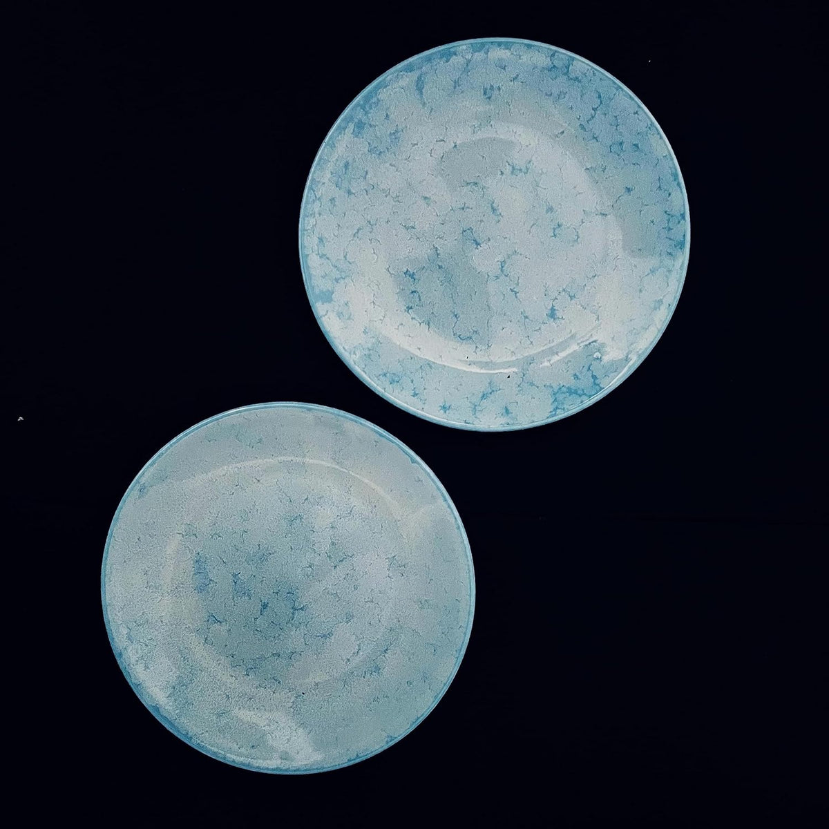 Neelam Handcrafted Ceramic Quarter Plates Set Of 2 - Blue | Small Side Plates For Dinner & Snacks - 7 Inch, 2 Pieces, Microwave Safe