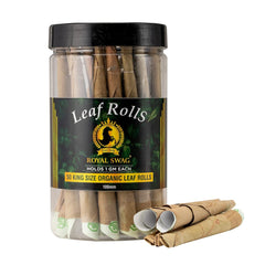 Royal Swag 100mm King Size Leaf Rolls Ready To Use Cones Jar Of 50 Pcs Pack With 1 Filling Stick, Super Slow Burning, Real Tendu Palm Leaf |Natural Toasted Palm Leaf Wrap|