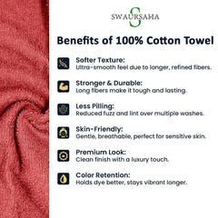 Swaursaha Premium Cotton Bath Towel 600 Gsm | Ultra Soft, Quick Dry, Super Absorbent Towel For Home, Spa, Gym & Travel (Maroon)