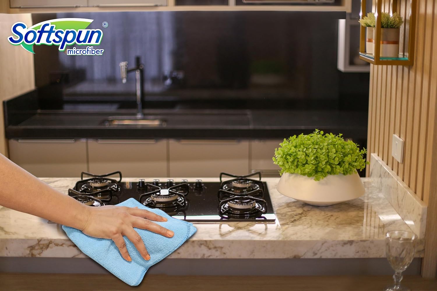 Softspun Microfiber Cloth 340gsm | Super Soft Absorbent Cleaning Towels Cleans & Polishes Everything In Your Home (Pack Of 5)- Sky Blue