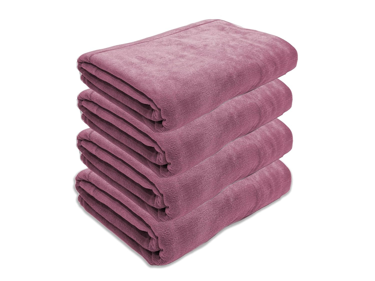 Black Gold The Finer Touch Oversized Microfiber Bath Towel 2600 Gsm | Soft Quick-Dry Microfiber Towel For Men & Women (Mauve Pink)- Pack Of 4