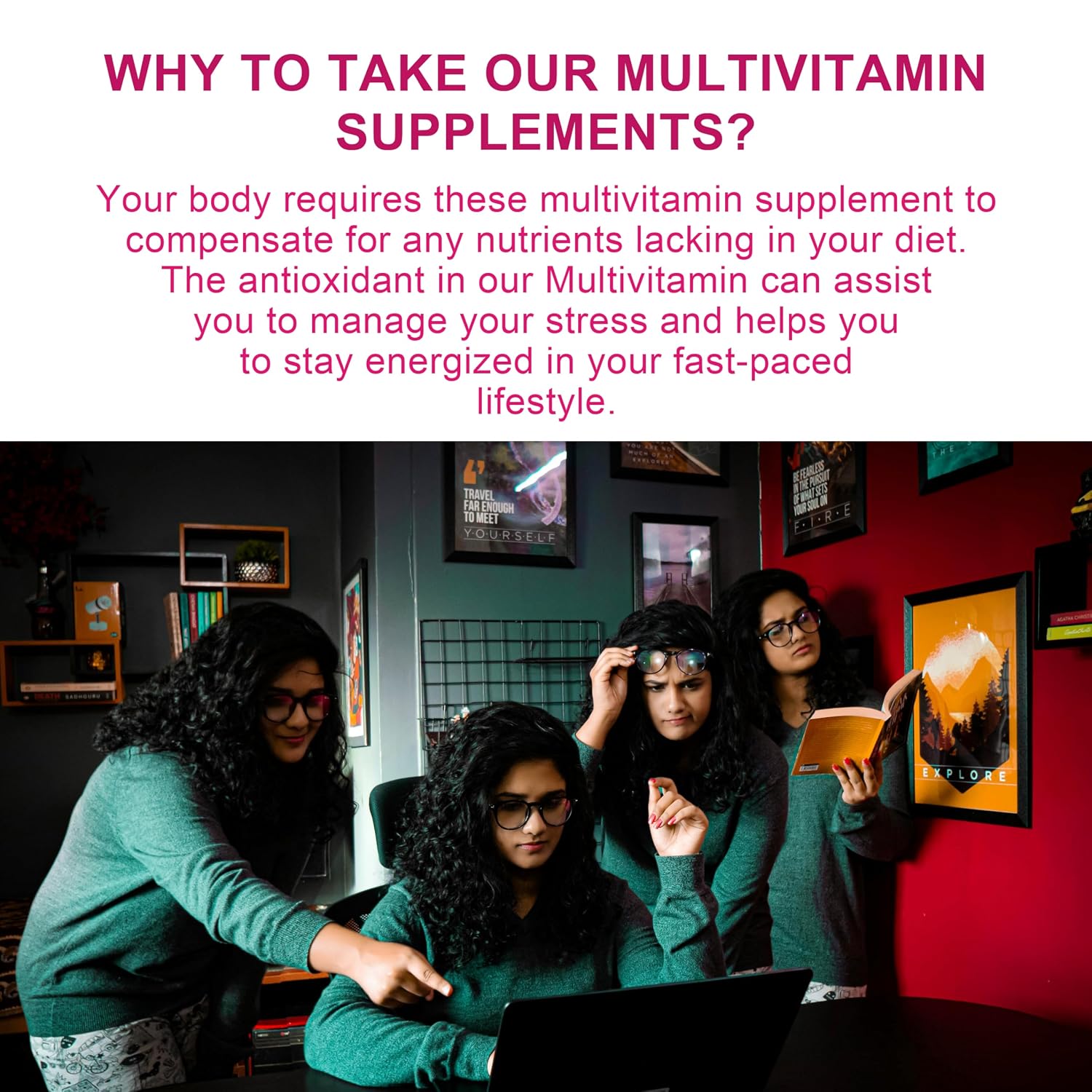 U-liva Nutrition Women's Daily Best Multivitamin , Energize, Fortify & Glow With Vitamin C, 11 & 16 Essential Nutrients For Energy, Immunity, Skin Health, Overall Health | 60 Tablets , 100gm 0.2lbs