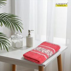Liberty Towels 100% Cotton Large Size Bath Towel 450 Gsm | Highly Absorbent, Soft & Quick Dry Bathroom Towel | Elegant Design (Coral)