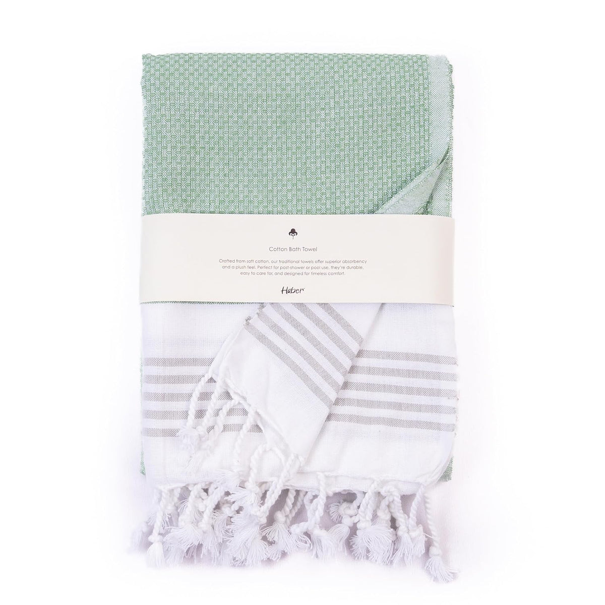 Haber Premium Light Weight 100% Cotton Bath Towel 250 Gsm | Unique Micro Waffle Texture For Active Feel, Quick Absorption & Faster Drying Towel (Green)