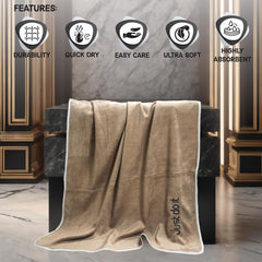 Housse Premium Soft Microfiber Embroidery Bath Towel 350 Gsm | Soft Absorbent Quick-Drying Sweat Towel (Just Do It - Brown)