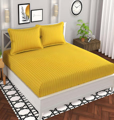 Cotton Double Bedsheet With 2 Pillow Cover - 90 X 90 Inches, Yellow | Suitable For All Seasons & Easy To Wash | Bedding Set For Daily Use