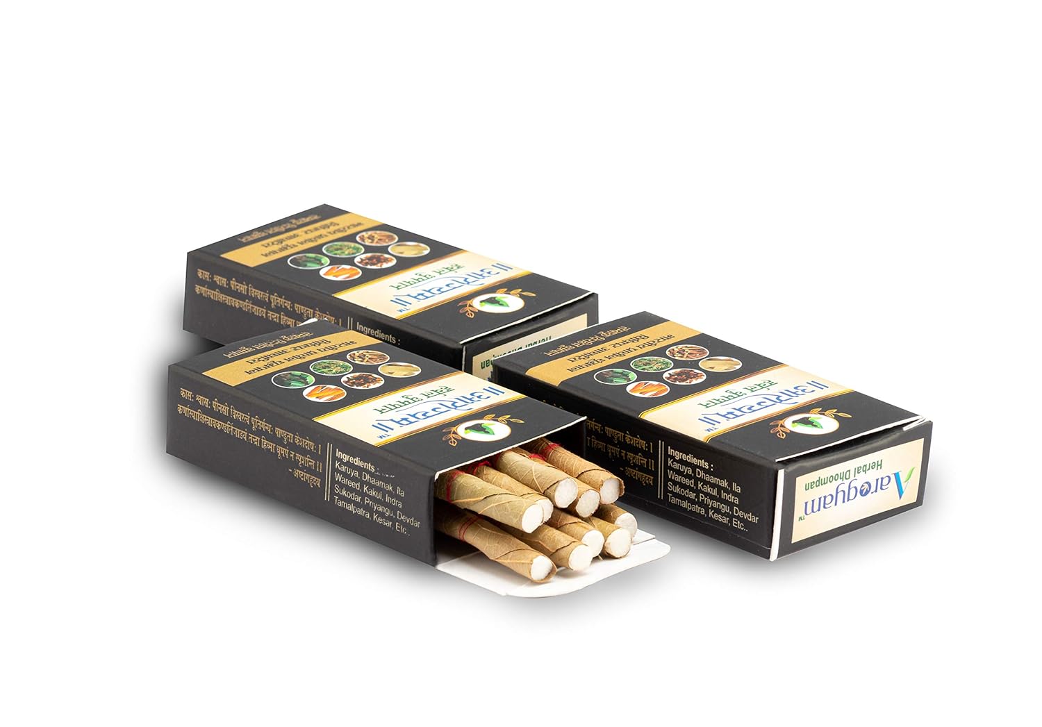 Aarogyam Herbals Filter Bidi 100% Tobacco & Nicotine Free Smoke For Cough, Cold & Relieve Stress - 10 Sticks In Each Packet P