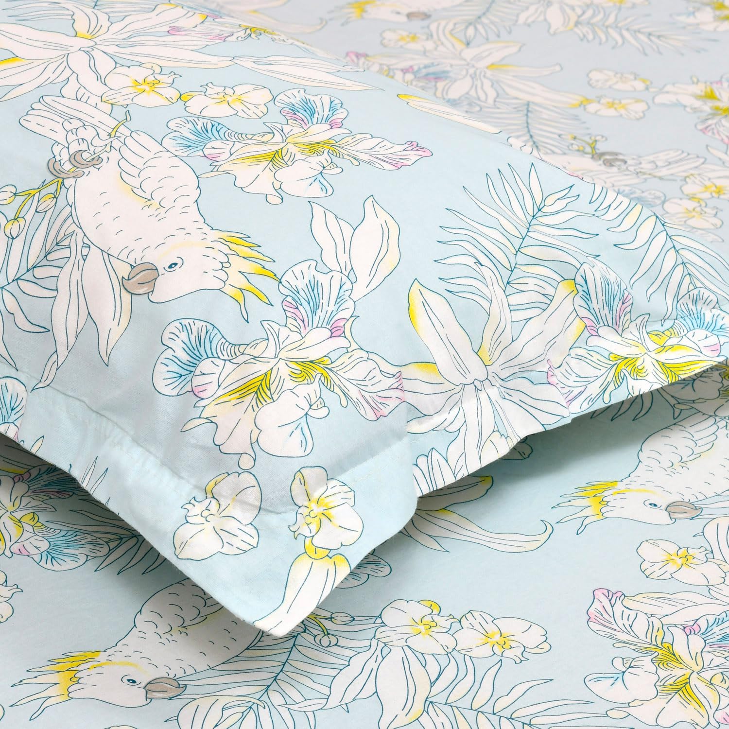 Bedsheet King Size 100% Pure Cotton Floral Sheet With 2 Pillow Covers | 108 X 108 Inches, Sky Blue & Yellow | Perfect For Gifting On Weddings, Housewarmings, Or Anniversaries