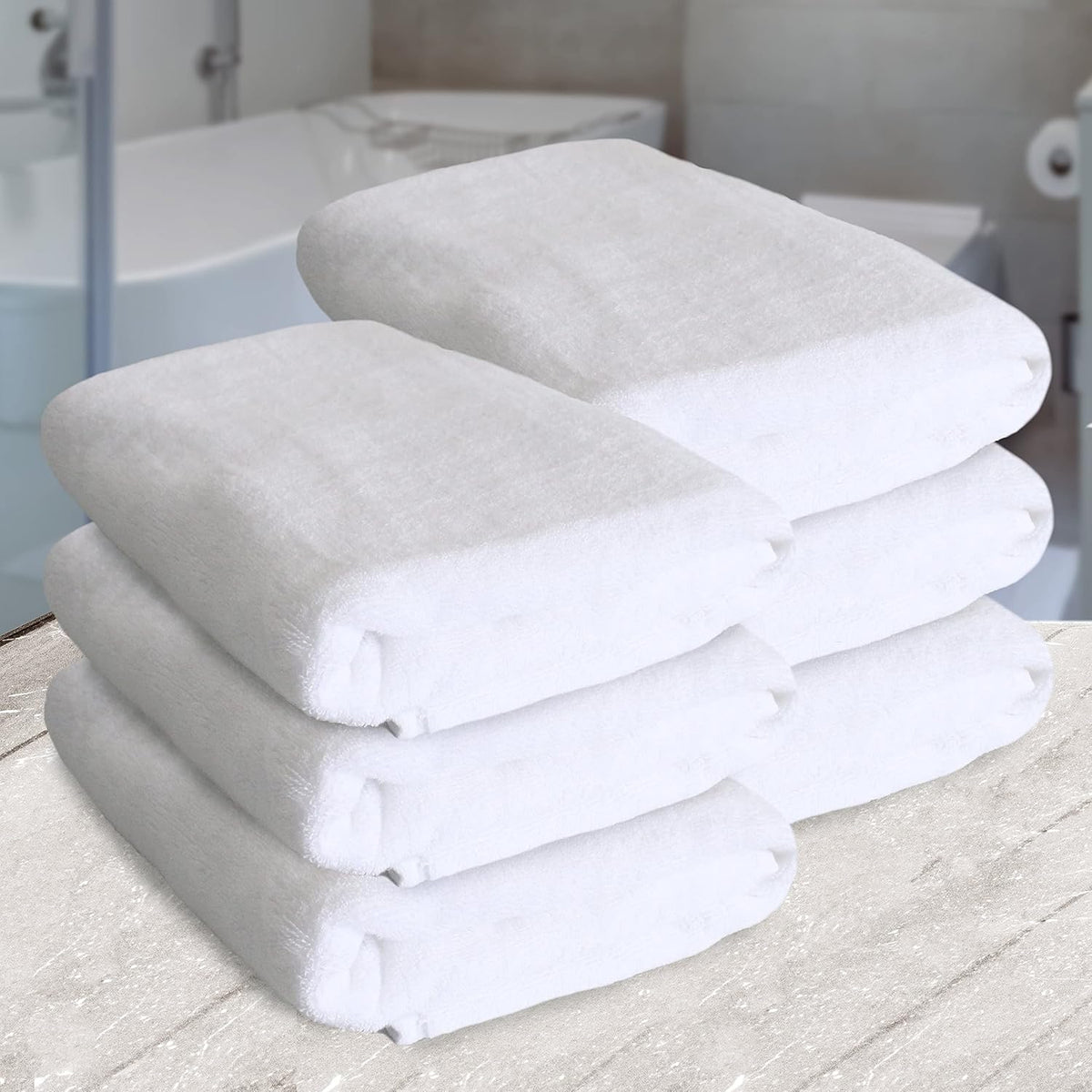 Heelium Bamboo Bath Towel Soft Super Absorbent 600 Gsm - Pack Of 6 (White)