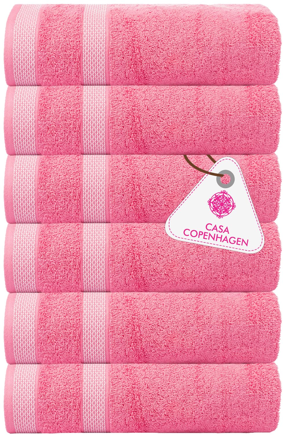 Casa Copenhagen Egyptian Cotton Solitaire Hand Towel 740 Gsm (Pink)- Pack Of 6