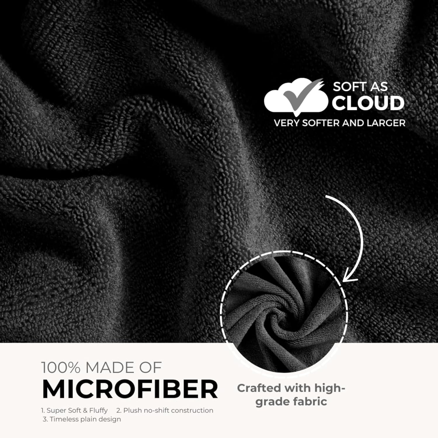 Black Gold The Finer Touch Premium Microfiber Bath Towel 400 Gsm | Ultra Soft & Absorbent Quick Dry Towel Lightweight Microfiber Bath Towel (Black) - Pack Of 1