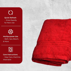 Bhapri Turkish 100% Cotton Luxury Bath Towels 500 Gsm | Lightweight Soft & Absorbent Quick Dry Plush Bathroom Towels (Red)