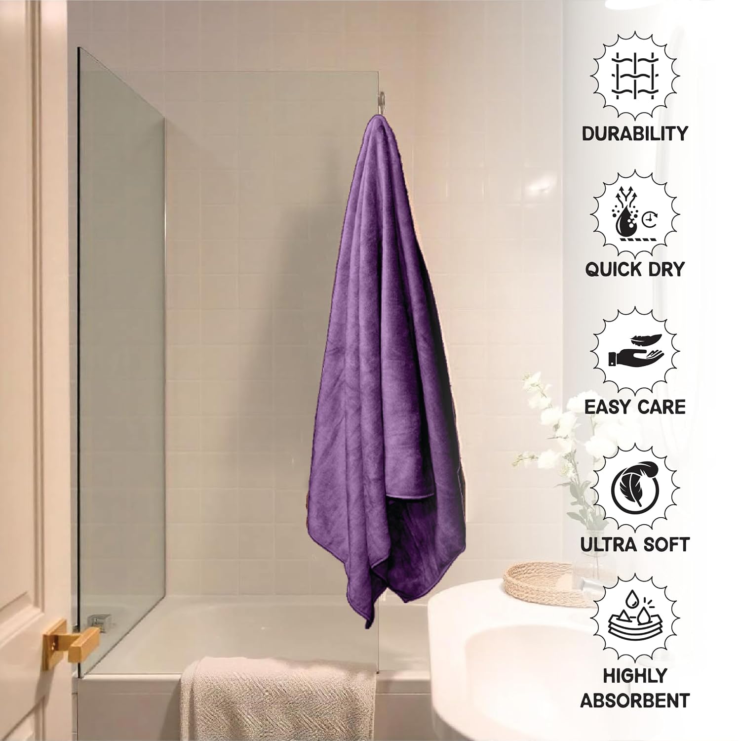 Housse Premium Microfiber Bath Towel 550 Gsm | Extra Large Quick Dry Towels Super Soft Plush | Ultra Absorbent For Home, Swimming, Sports, Travel (Wine)