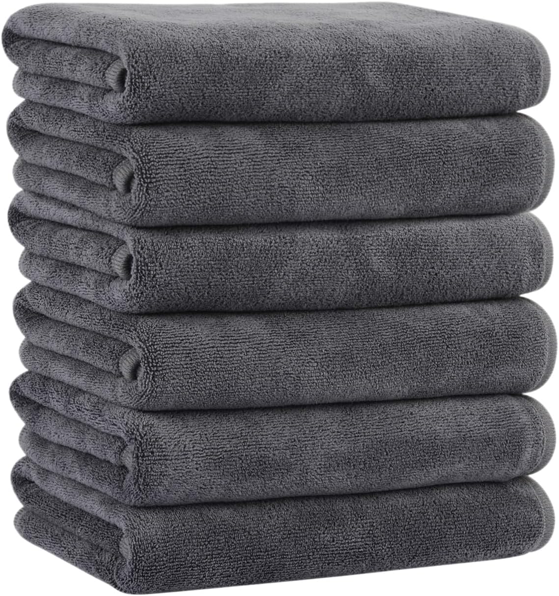 Microfiber Hand Towels 900 Gsm | Soft & Absorbent Face Towels For Bath, Spa, Gym (Gray) - Pack Of 6