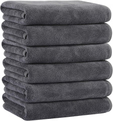 Microfiber Hand Towels 900 Gsm | Soft & Absorbent Face Towels For Bath, Spa, Gym (Gray) - Pack Of 6