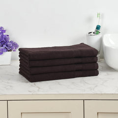 Fresh From Loom Luxury Fur Collection Hand Towel 500 Gsm Napkins Cotton High Absorbency Double Stitched Size (Brown) - Set Of 4