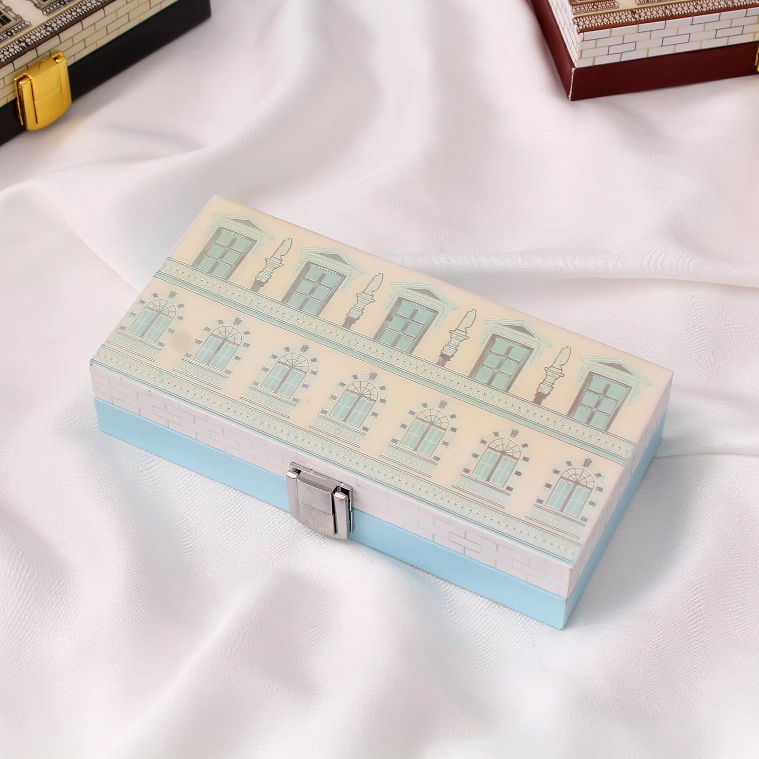 Roman Wooden Printed Cash Box Versatile For Shagun, Gifting, Gaddi, & Jewellery, Perfect For Shagun Envelopes, Wedding Gifts, Colour - Blue, Special Feature - Portable