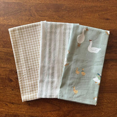 Oak & Lily 100% Cotton Kitchen Napkins Dish Towels 350 Gsm | Premium European Quality Washable, Large Size Kitchen Cloth For Roti, Cleaning, Drying | Green Duck (Set Of 3)
