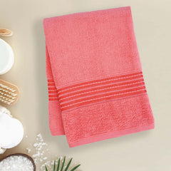 Micro Cotton Remy Basel Luxury Terry Cotton Bath Towel 550 Gsm | Super Comfortable 100% Long Staple Cotton Bath Towel (Pink Coral)