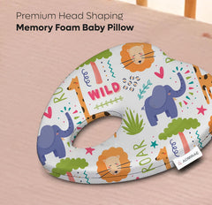 Premium Head Shaping Heart Shape Memory Foam Pillow, Baby Pillow, Animal Print - 23 X 23 X 4 Cm | Lightweight & Portable, Ultra - Soft & Breathable Fabric Pillow - Pack Of 1
