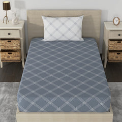 Single Bedsheet Cotton With 1 Pillow Cover - 55 X 88 Inches, Grey & White | Lightweight, Soft & Breathable - Perfect For Gifting On Weddings Bedsheet