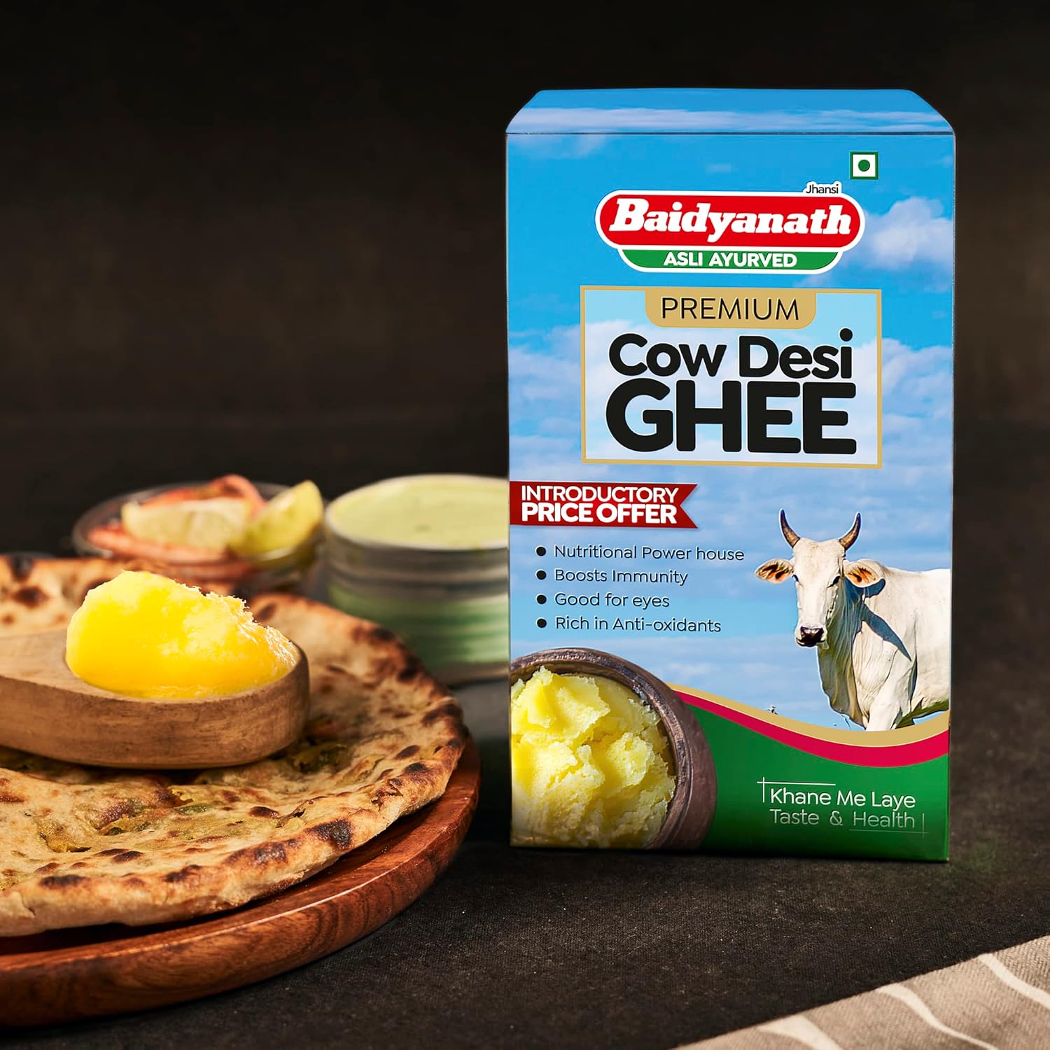 Premium Desi Cow Ghee By Baidyanath | Rich In Nutrients Healthy & Protein Fiber Desi Ghee Perfect For Boost Immunity | (1 Liters) 33.8 Ounce | Box Pack
