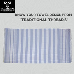 Traditional Thread'S 100% Bamboo Large Size Bath Towels 350 Gsm | Ultra Soft, Absorbent, Light Weight & Quick Dry Towel, Travel, Gym, Beach (Gray Stripes)