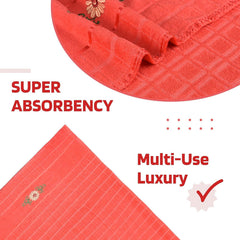 Kuber Industries Cotton Bath Towel 500 Gsm | Workout Gym Napkins Bath Towel For Men & Woman Embroidery Silky Velvet Towel -Orange (Pack Of 1)