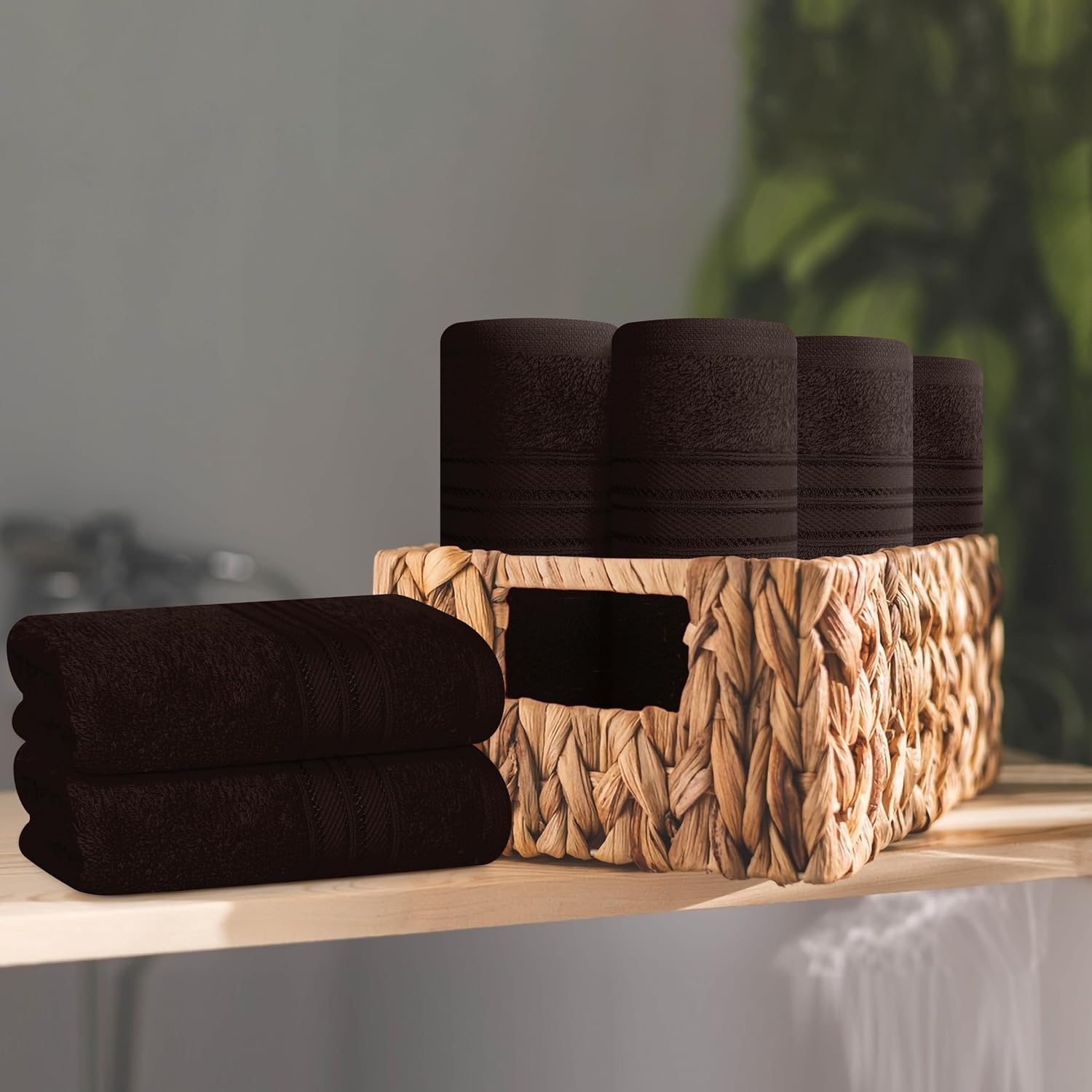 Boutiquo Ultra Soft 100% Cotton Washcloths 1800 Gsm | Contains Face Cloths Compact & Lightweight Multi Purpose Washcloths - Chocolate Brown (12 Piece)
