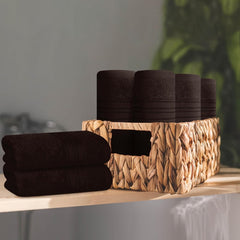 Boutiquo Ultra Soft 100% Cotton Washcloths 1800 Gsm | Contains Face Cloths Compact & Lightweight Multi Purpose Washcloths - Chocolate Brown (12 Piece)