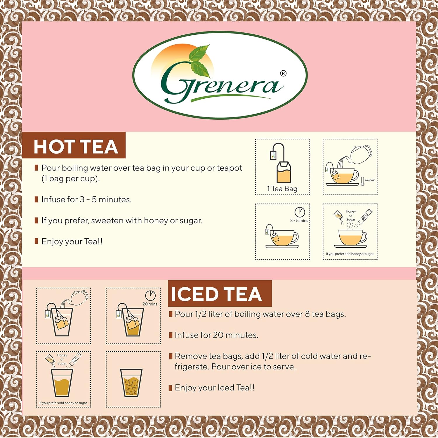Grenera Moringa Rose Infusion Tea - 25 Tea Bags | Herbal Dietary Supplement - Caffeine Free, Non-GMO, Gluten Free, Staple Free