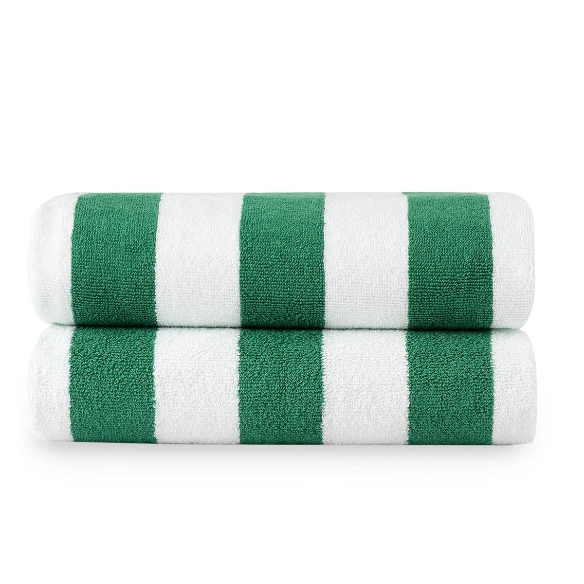 Lane Linen 100% Cotton Large Bath Towels 1000 Gsm | Cabana Stripe Bathroom Towels | Highly Absorbent, Soft & Quick Dry Towels - Green (Pack Of 2)