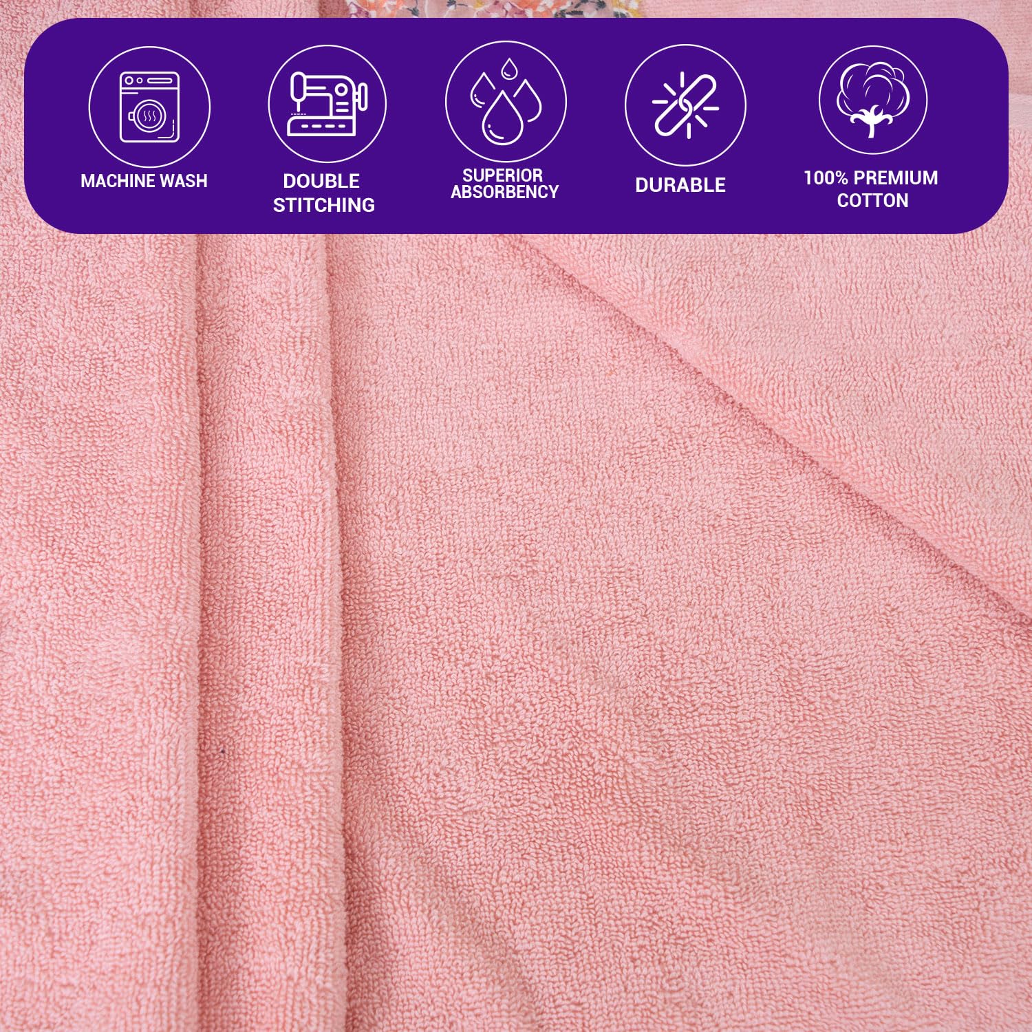 Rangoli Prima Dream 100% Cotton Lace Hand Towel 400 Gsm | Ultra Soft, Super Absorbent & Eco-Friendly Hanging Hand Towels (Light Pink) - Pack Of 2