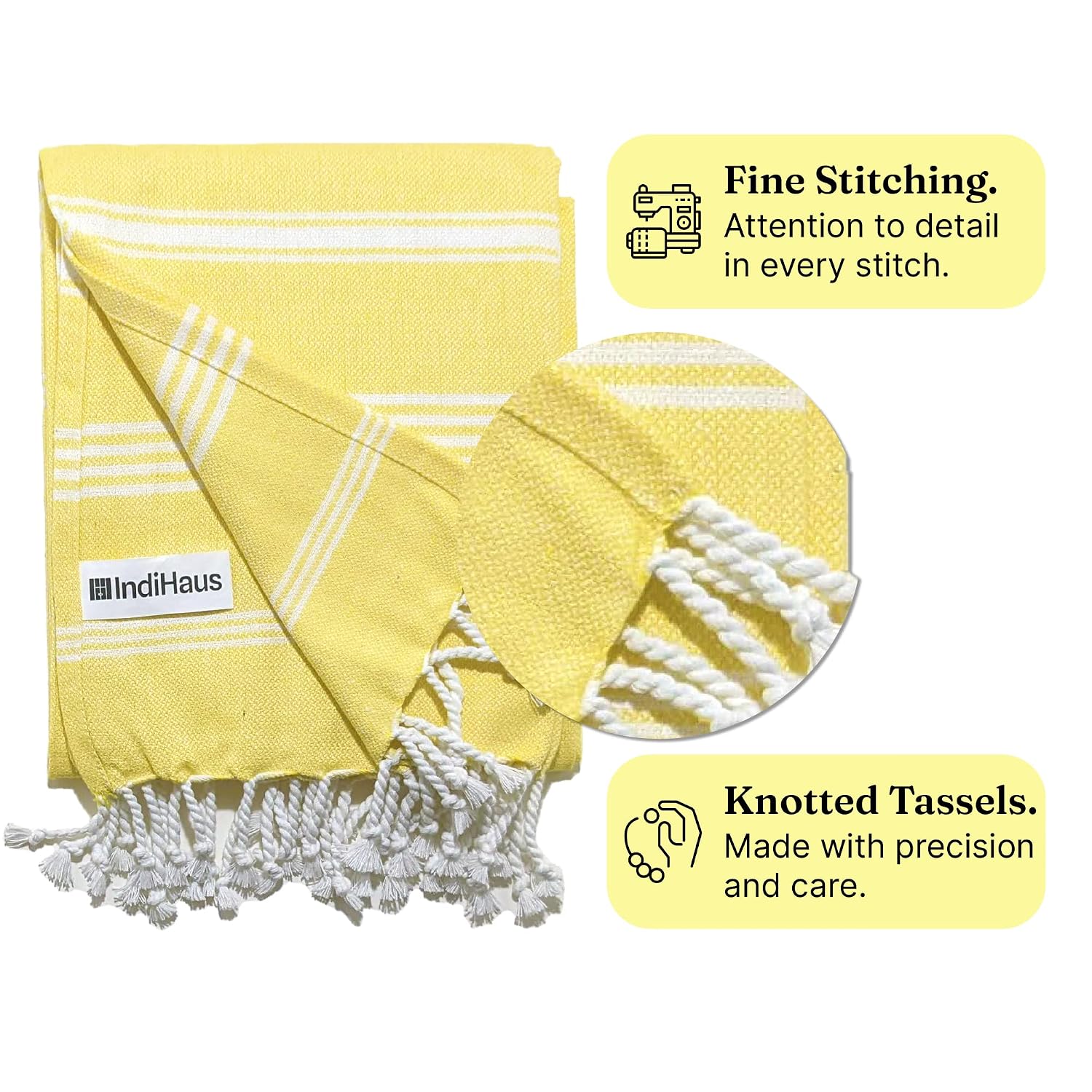 Indihaus Premium Large Cotton Bath Towels 380 Gsm | Soft, Absorbent & Comfortable Large Size Bath Towels (Sunshine Yellow)