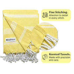 Indihaus Premium Large Cotton Bath Towels 380 Gsm | Soft, Absorbent & Comfortable Large Size Bath Towels (Sunshine Yellow)
