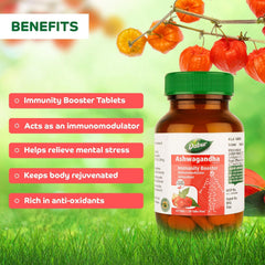 Dabur Ashwagandha Tablet Immunity Booster, Rich In Antioxidants, Helps In Blood Pressure & Other Symptoms | 60 Tablets 100gm 0.2lbs Each Pack Of 2