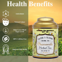 San-Cha Chamomile Herbal Tea - 50gm, 1.7 Ounce | Calming & Relaxing Detox Tea - Zero Caffeine Loose Leaf Tea