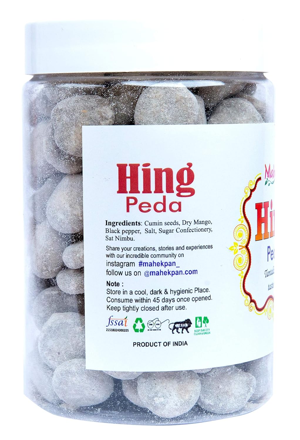 Mahek Hing Peda 350gm, | After-Meal Digestive Mouth Freshener | Jar Pack