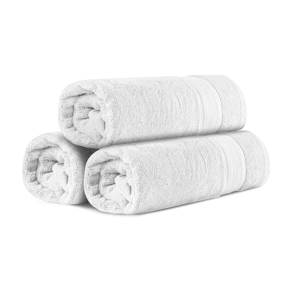 Himeya 100% Bamboo Cotton Bath Towels 500 Gsm | Bath Towel For Men/Women (3 Piece)- White
